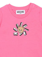 T-shirt per neonata Moschino Kids rosa con motivo Teddy Bear MXM047LAA02 50533 MOSCHINO KIDS 