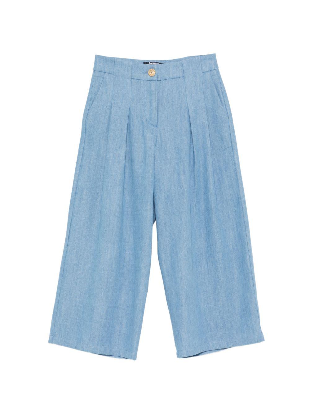 Pantaloni per bambino Balmain Kids azzurri con bottoni color oro BY6B71 P0588 653 BALMAIN KIDS 