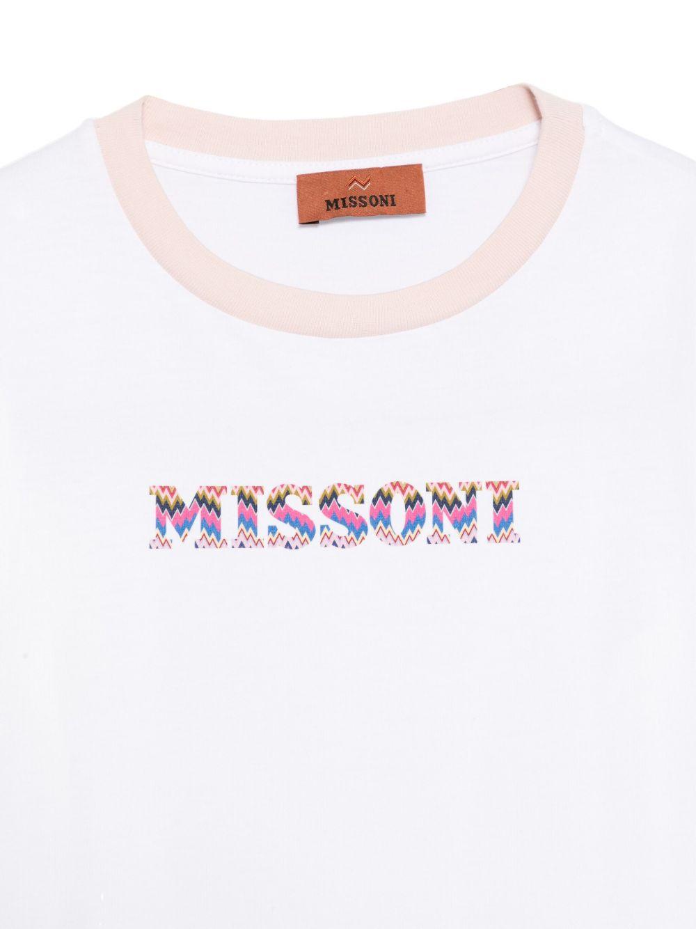 T-shirt per bambina Missoni Kids bianco con logo motivo a zigzag MX8A11 Z3186 100MC MISSONI KIDS 