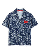 Camicia per bambino Hugo Kids blu con stampa floreale all-over G01001 V21 Hugo KIDS 