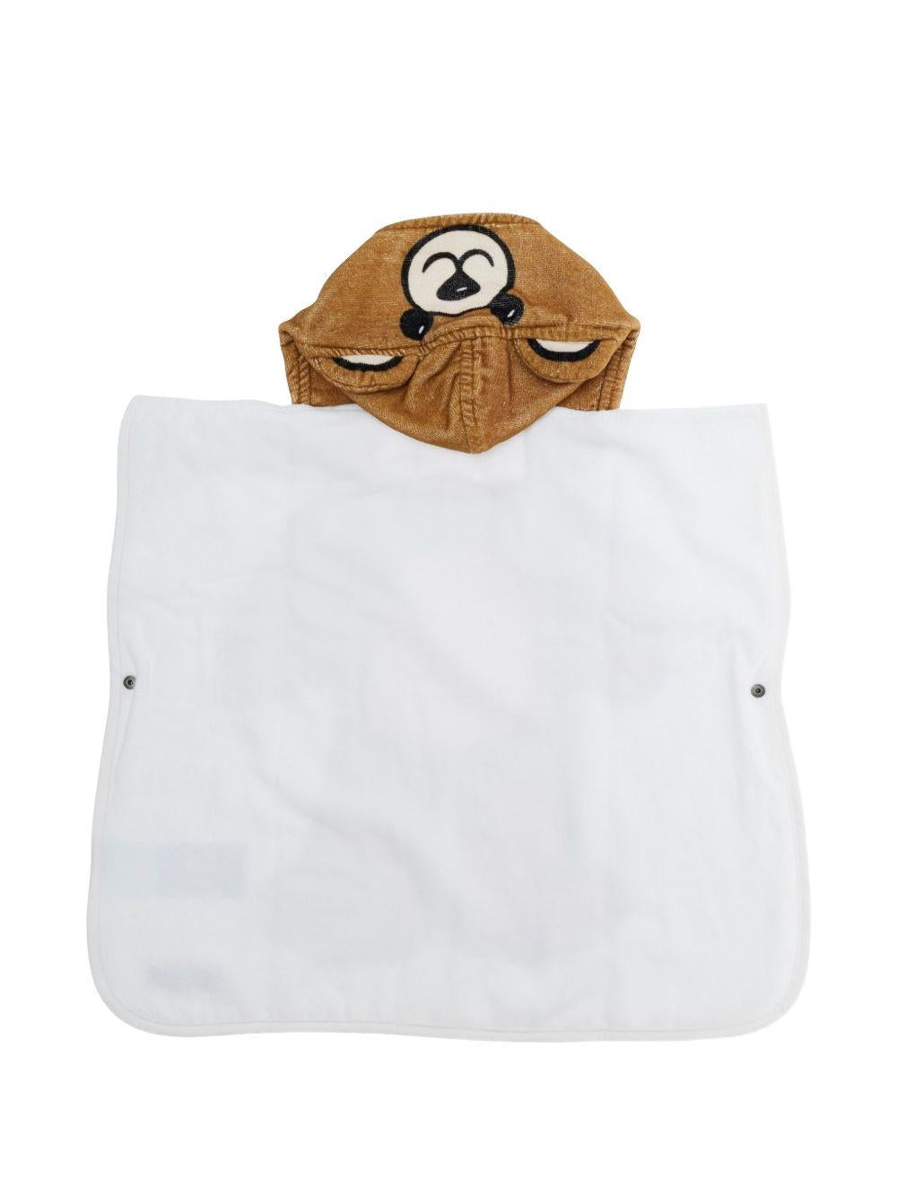 Accappatoio per neonati Moschino Kids bianco con stampa orsetto MUX05OLGA24 10101 MOSCHINO KIDS 