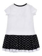 Abito per bambina Monnalisa bianco e nero con stampa cagnolina 19G919 7032 9950 MONNALISA KIDS 