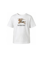 T-shirt per bambini Burberry Kids bianca con motivo Equestrian Knight 8120352 A1464 BURBERRY KIDS 
