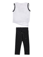 Set canotta e pantaloni per bambina Monnalisa bianco e nero a pois 19G505 7032 9950 MONNALISA KIDS 