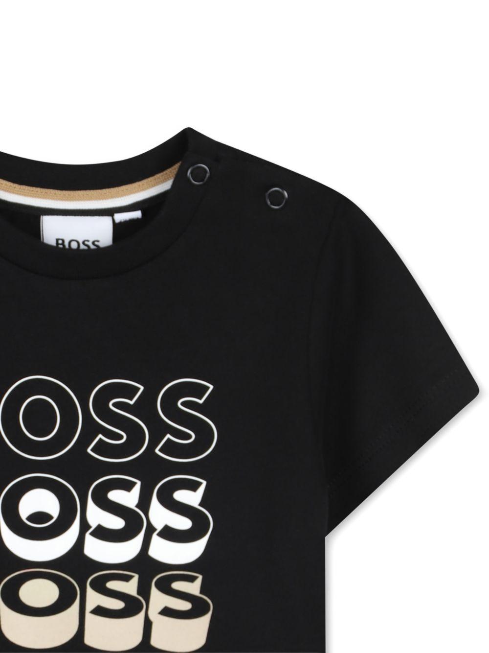 T-shirt per neonato Boss Kids nero con stampa grafica sul davanti J52889 09B BOSS KIDS 