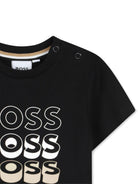 T-shirt per neonato Boss Kids nero con stampa grafica sul davanti J52889 09B BOSS KIDS 