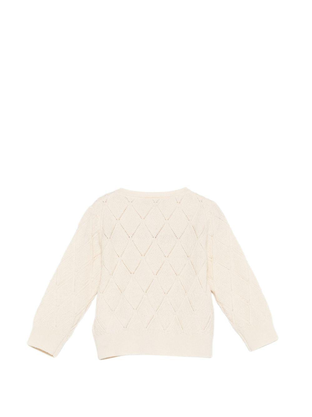 Cardigan per neonata Bonpoint beige con ricamo ciliegie S06XCAK00006 103 BONPOINT KIDS 