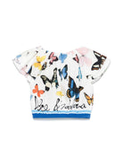 Camicetta in popeline con stampa a farfalla per bambina Dolce & Gabbana Kids bianco con spalle scoperte L56S25 FI5KS HB5KB DOLCE & GABBANA KIDS 
