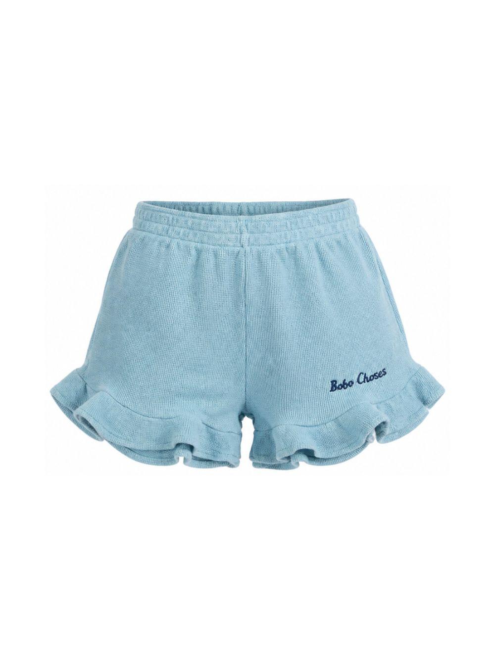 Shorts per bambina Bobo Choses Kids azzurri con logo sul davanti B126AC062 451 BOBO CHOSES KIDS 