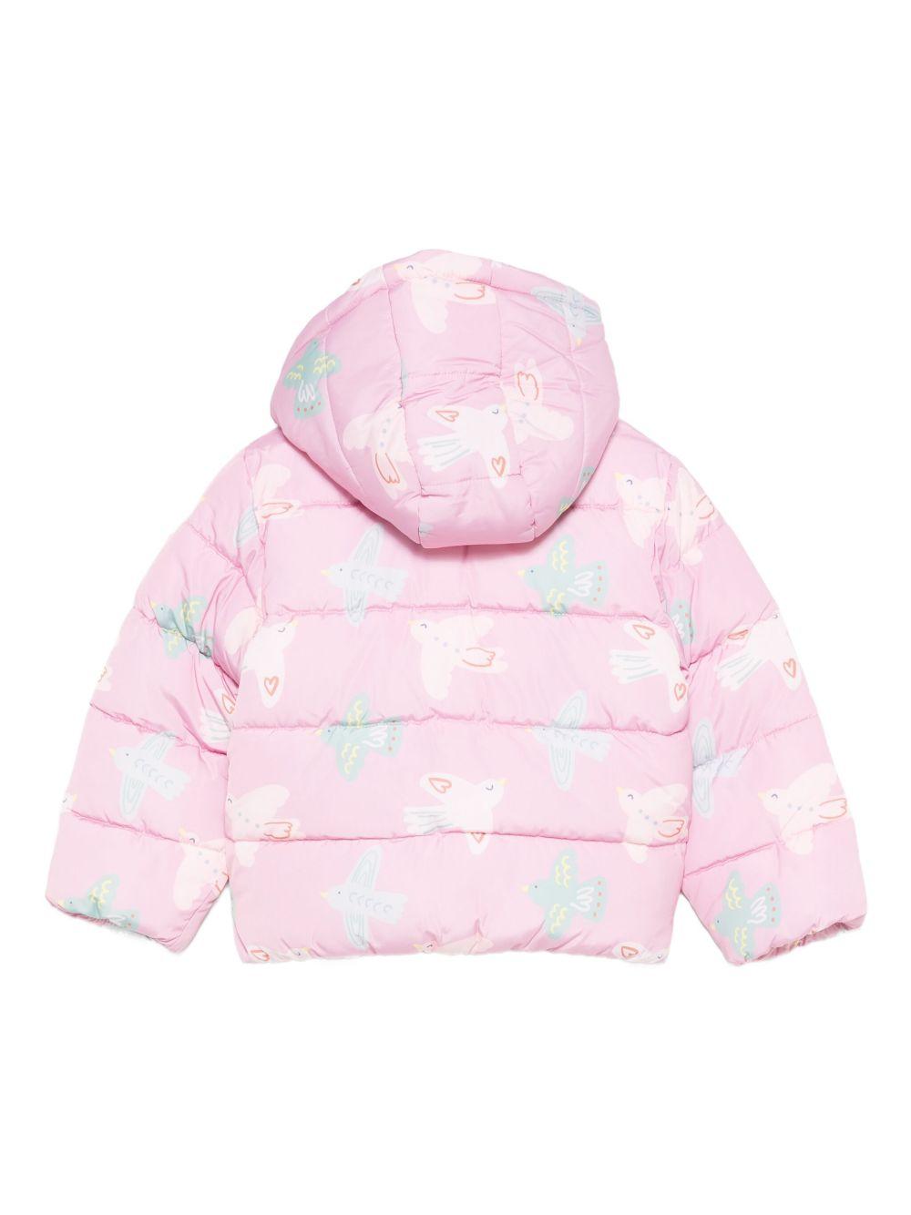 Piumino per neonata Stella McCartney Kids rosa con stampa uccelli TX2067 Z3221 568MC STELLA McCARTNEY KIDS 