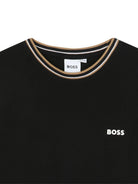 T-shirt per bambino BOSS Kids nera con logo ricamato J52368 09B BOSS KIDS 