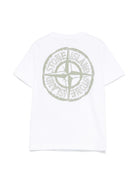 T-shirt con stampa per bambino Stone Island Junior bianco con girocollo K1S162100010S0126 V0001 STONE ISLAND KIDS 