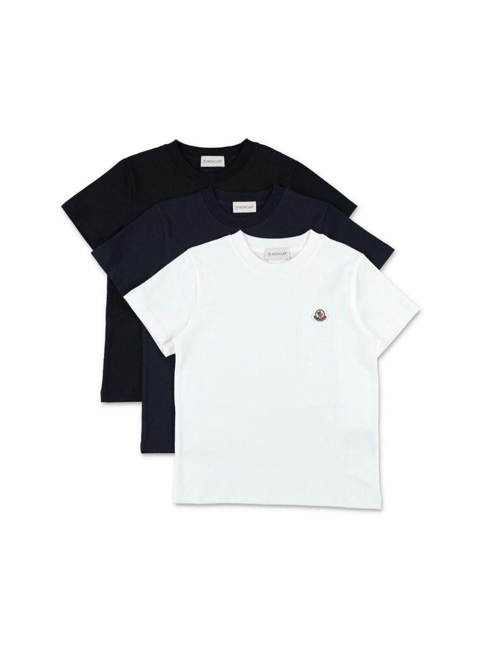 Set di tre t-shirt per bambino Moncler Enfant multicolore con dettaglio logo L29548C0001389AT9 3P1 MONCLER KIDS 