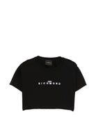 T-shirt per bambina John Richmond Junior nera modello crop RGP26123TS BLACK JOHN RICHMOND KIDS 