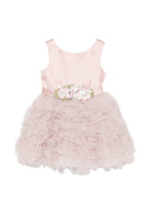 Abito per bambina Colorichiari rosa con applicazione fiori FB108524 4496 83 COLORICHIARI 