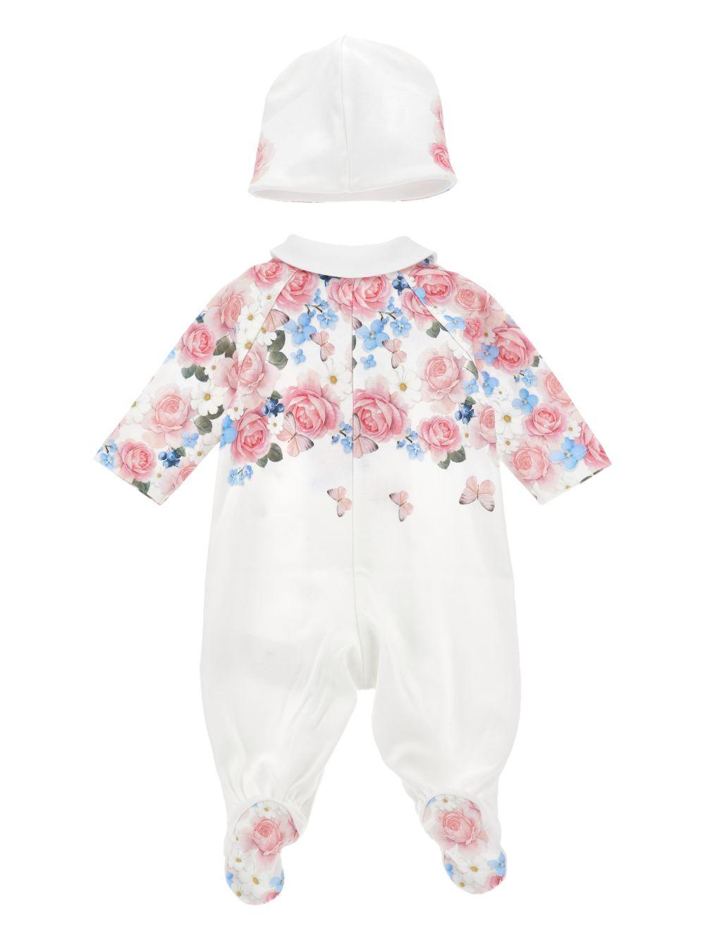 Set per neonata Monnalisa bianco con stampa a fiori 35G505 7000 9984 MONNALISA KIDS 