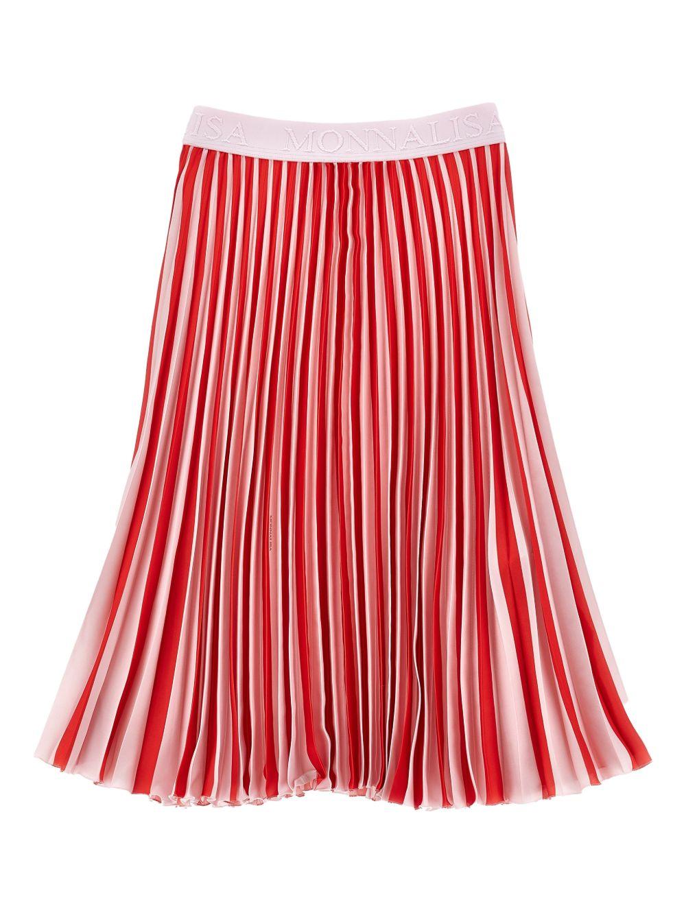 Gonna per bambina Monnalisa rossa plissettata con ricamo logo 71G705 7788 9144 MONNALISA KIDS 
