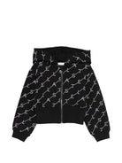Felpa per bambina Stella McCartney Kids nera con stampa logo all-over TY4B50 Z3477 930BC STELLA McCARTNEY KIDS 
