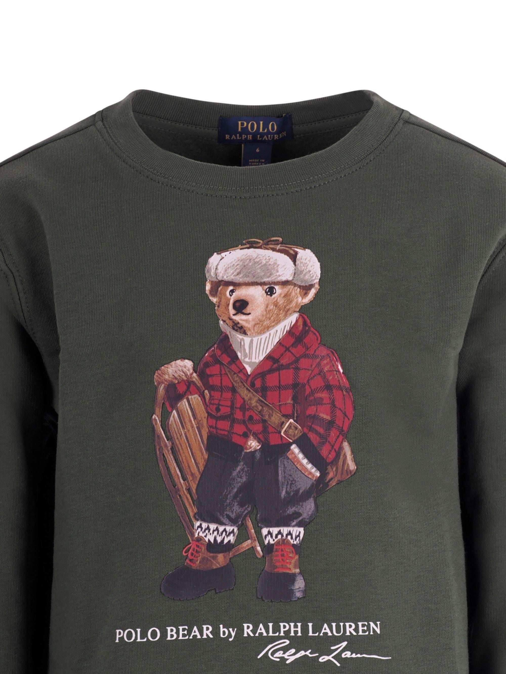 Felpa per bambino Polo Ralph Lauren Kids verde con stampa Polo Bear 322981261 001 Ralph Lauren kids 