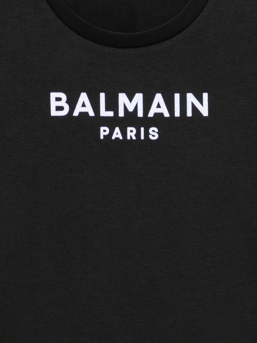 T-shirt per bambino Balmain Kids nera con dettaglio logo sul davanti BZ8I20 Z3672 930BC BALMAIN KIDS 