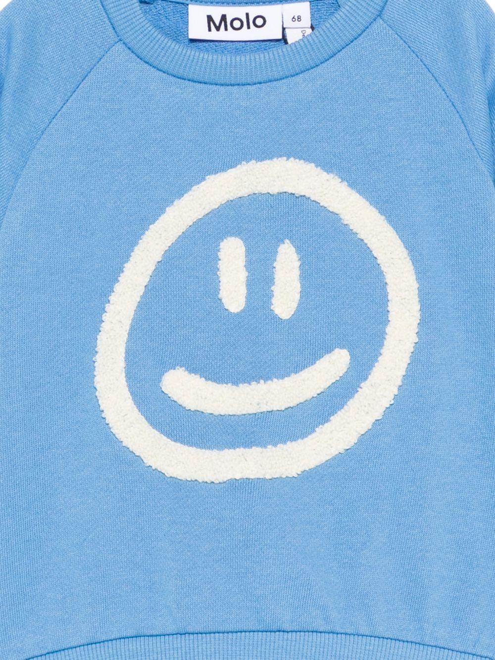 Felpa per neonato Molo blu con ricamo smile sul davanti 6S26J203 5615 MOLO KIDS 