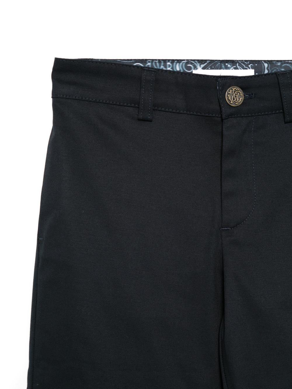 Pantaloni per bambino Roberto Cavalli Kids blu con placca con logo CBP26002PA BLUE PEACOAT ROBERTO CAVALLI KIDS 
