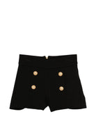 Shorts per bambina Balmain Kids neri con bottoni color oro BY6B69 J0371 930OR BALMAIN KIDS 