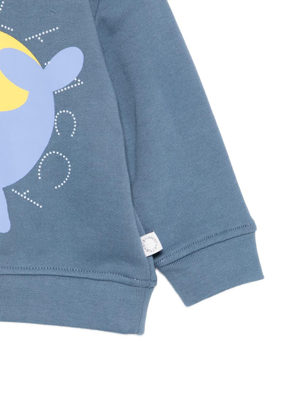 Felpa per neonato Stella McCartney Kids blu con stampa grafica balene TY4570 Z3409 61B STELLA McCARTNEY KIDS 