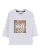 T-shirt per neonato Boss Kids bianco con stampa logo sul davanti J52715 10P BOSS KIDS 