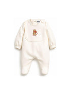 Tutina e bavaglino per neonati Moschino Kids bianchi con motivo Teddy Bear MDY01CLDA63 10063 MOSCHINO KIDS 