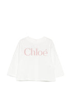 T-shirt per neonata Chloé Kids bianca con logo sul davanti C21362 117 CHLOE' KIDS 