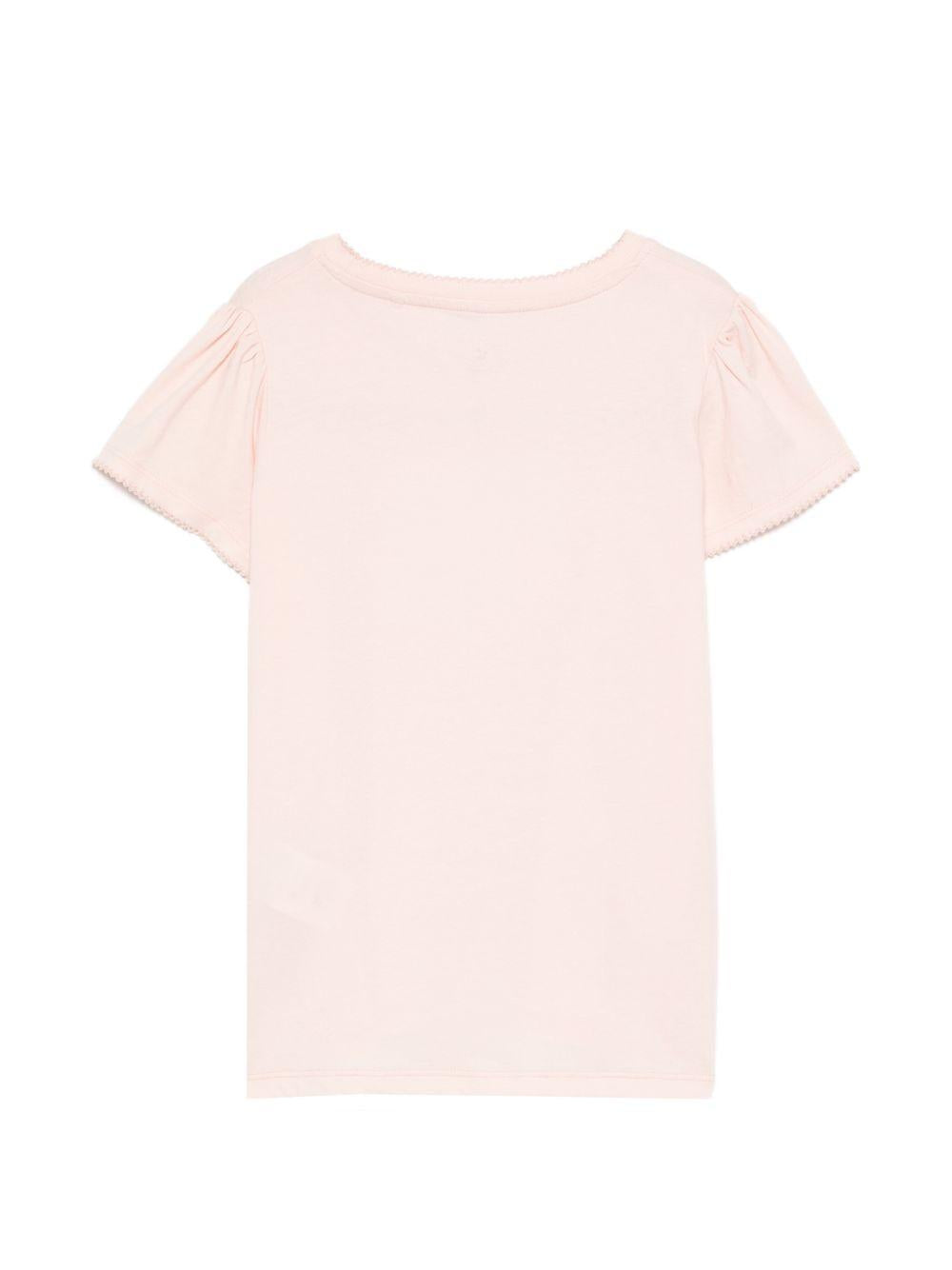 T-shirt per bambina Konges Slojd rosa con applicazione con paillettes KS104804 BLUSH KONGES SLOJD KIDS 