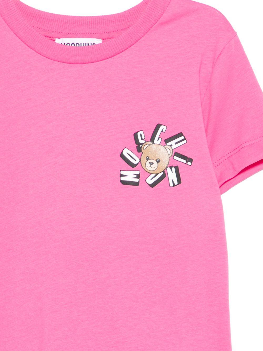 T-shirt per bambina Moschino Kids rosa con stampa Teddy Bear HUM05OLAA03 50533 MOSCHINO KIDS 
