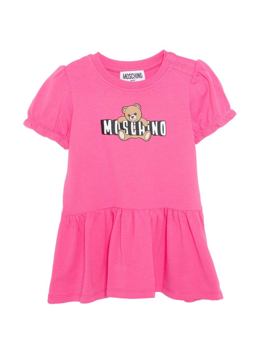 Abito per neonata Moschino Kids rosa con dettagli arricciati MAV0C7LBA00 50533 MOSCHINO KIDS 