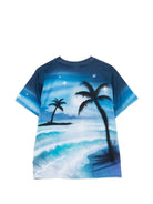 T-shirt per bambino Molo blu con stampa palme 6S26A215 9894 MOLO KIDS 