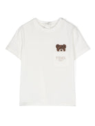 T-shirt per neonati Fendi Kids bianca con stampa orso sul davanti BUI083 ST8 F0TU9 FENDI KIDS 