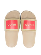 Pantofole per bambino Hugo Kids beige con dettaglio logo G01179 23B Hugo KIDS 