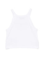 Top per bambina Moschino Kids bianca con stampa Teddy Bear  con fiore HDM06ZLBA39 10101 MOSCHINO KIDS 