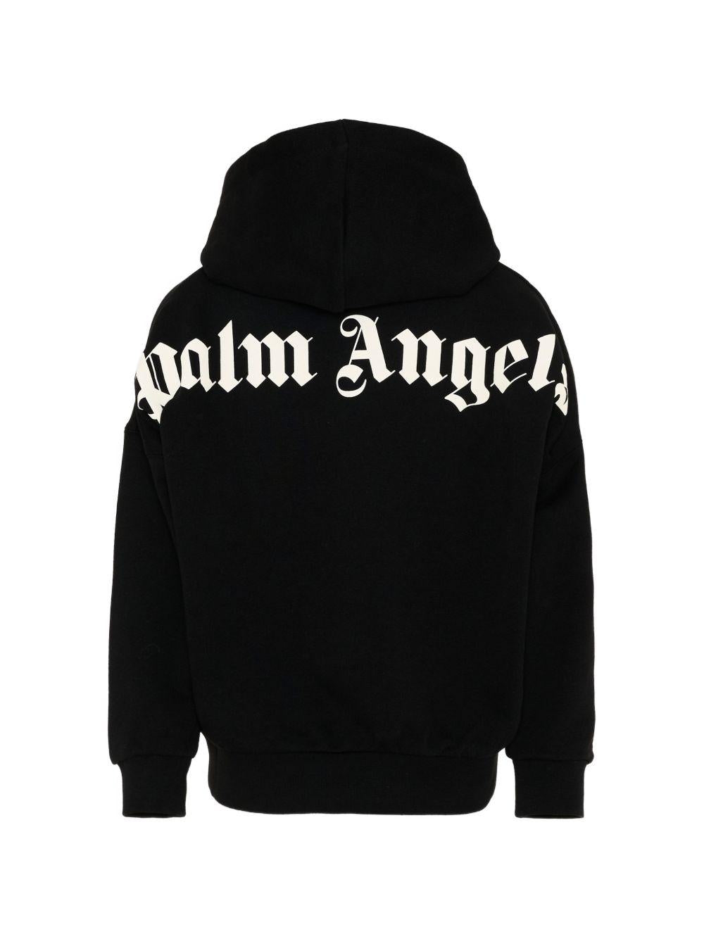 Felpa per bambino Palm Angels Kids nera con logo sul davanti PBBB011S26FLE001 110 PALM ANGELS KIDS 