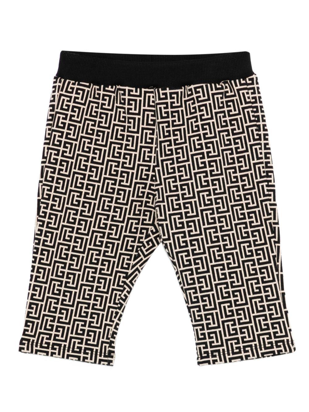Pantaloni per neonato Balmain Kids beige con motivo monogramma BX6510 Z2411 106NE BALMAIN KIDS 