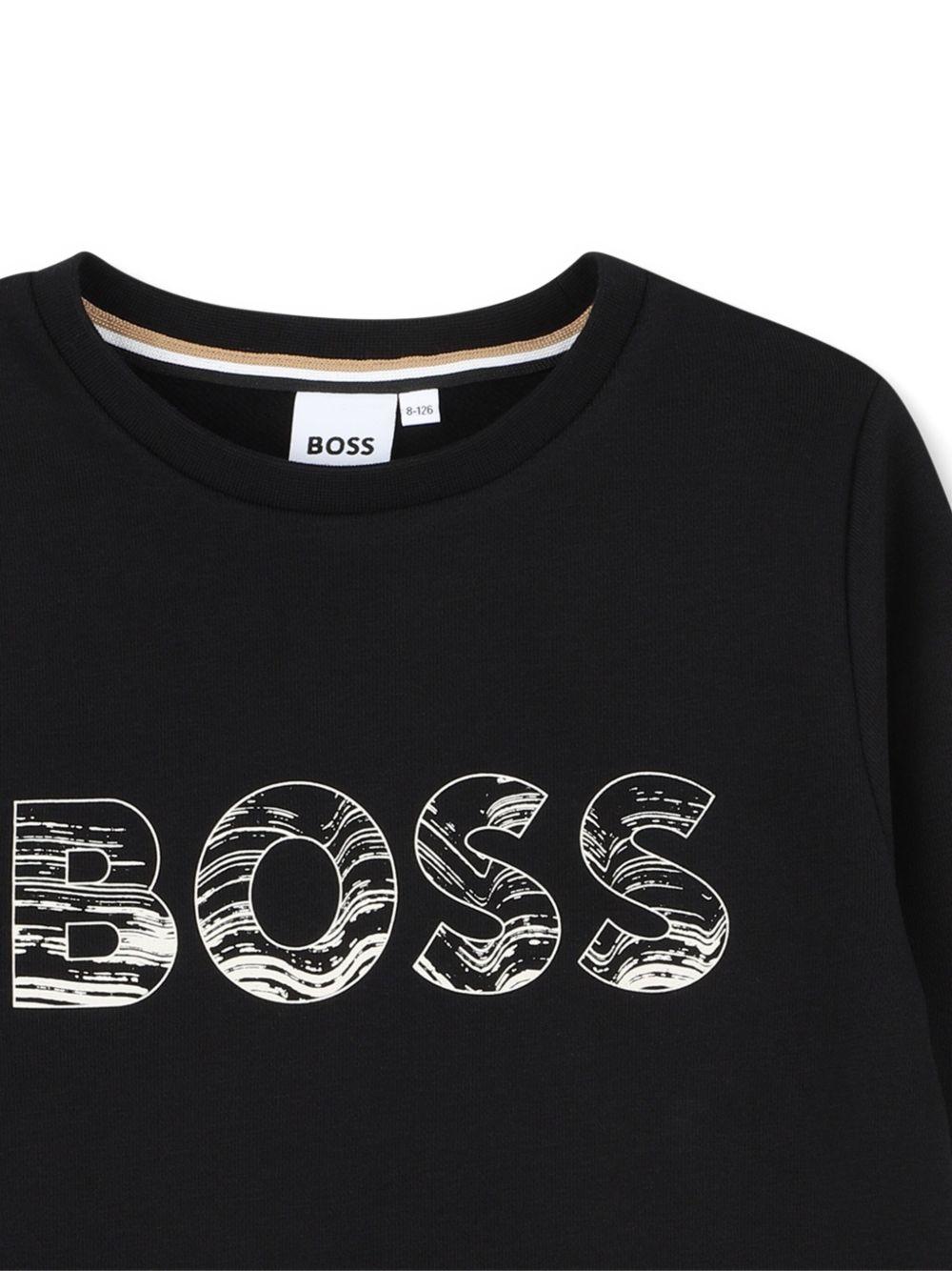 T-shirt per bambino BOSS Kids nera con stampa con logo J52349 09B BOSS KIDS 