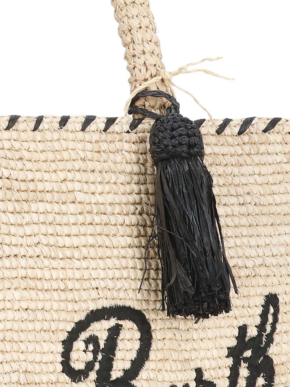 Borsa tote Vanity MC2 Saint Barth beige con logo ricamato sul davanti VANI013 09045L MC2 ST. BARTH 