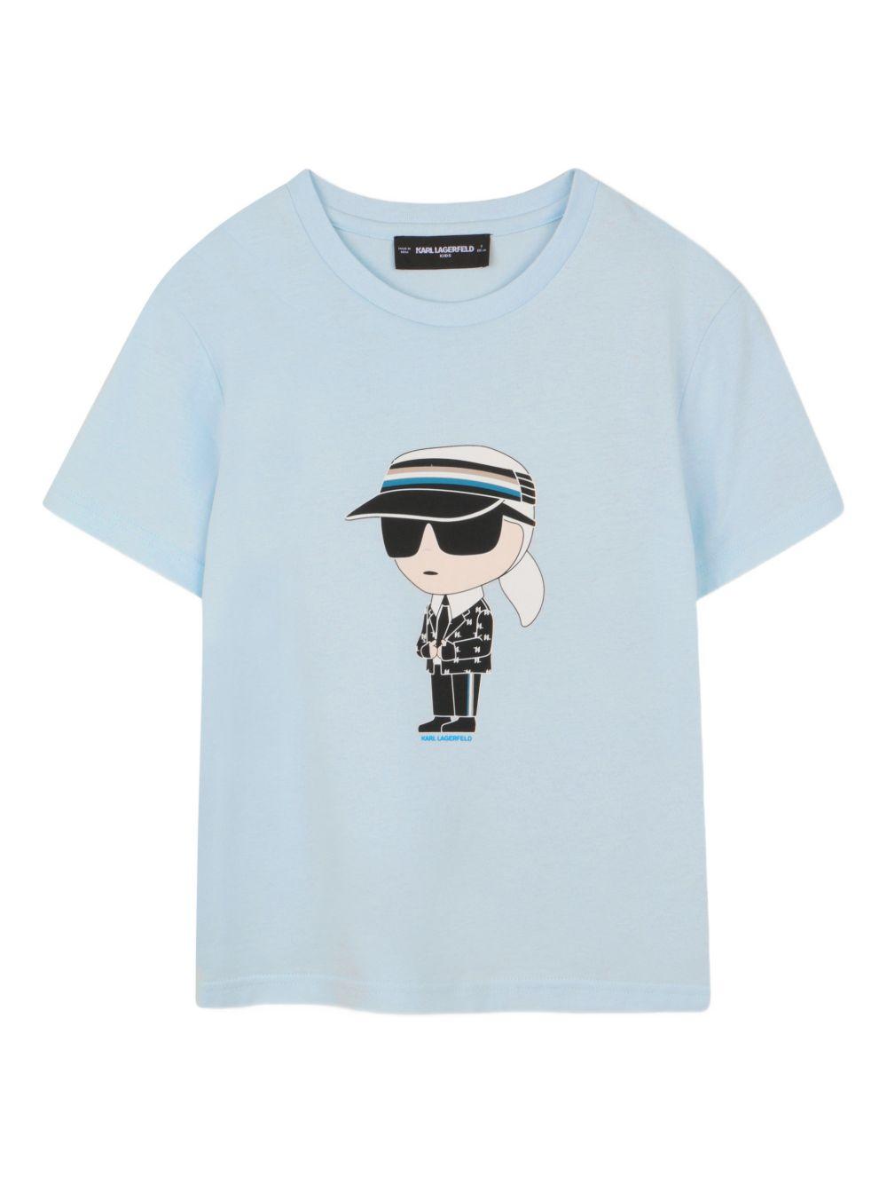 T-shirt per bambino Karl Lagerfeld Kids azzurra con stampa grafica Z31096 77X KARL LAGERFELD KIDS 