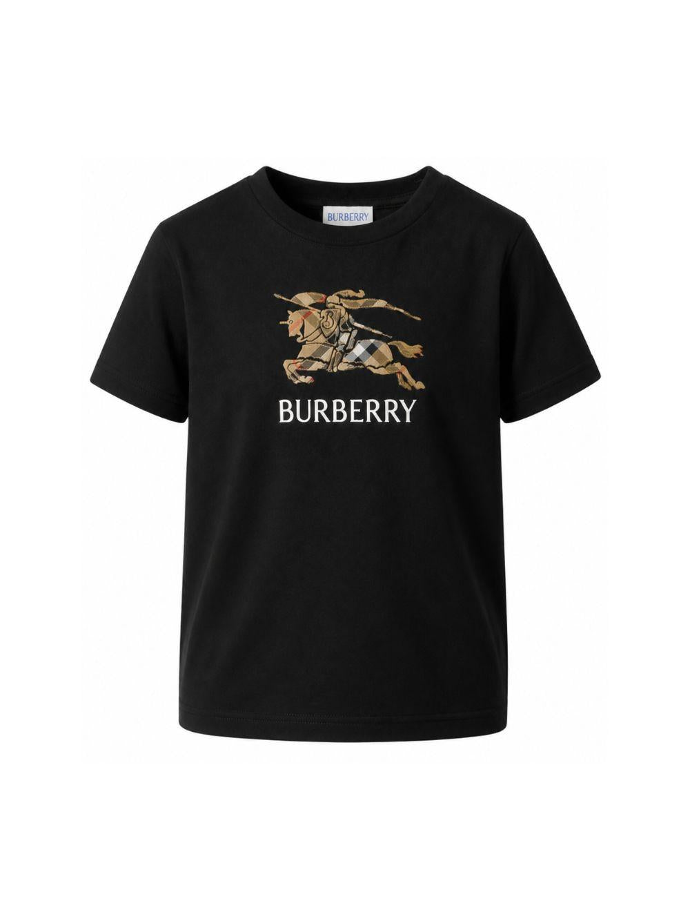 T-shirt per bambino Burberry Kids nera con stampa grafica sul davanti 8117292 A1189 BURBERRY KIDS 