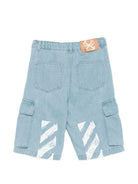 Shorts per bambino Off-White Kids azzurri con tasche cargo 44BYC002S26D001 423 OFF WHITE KIDS 
