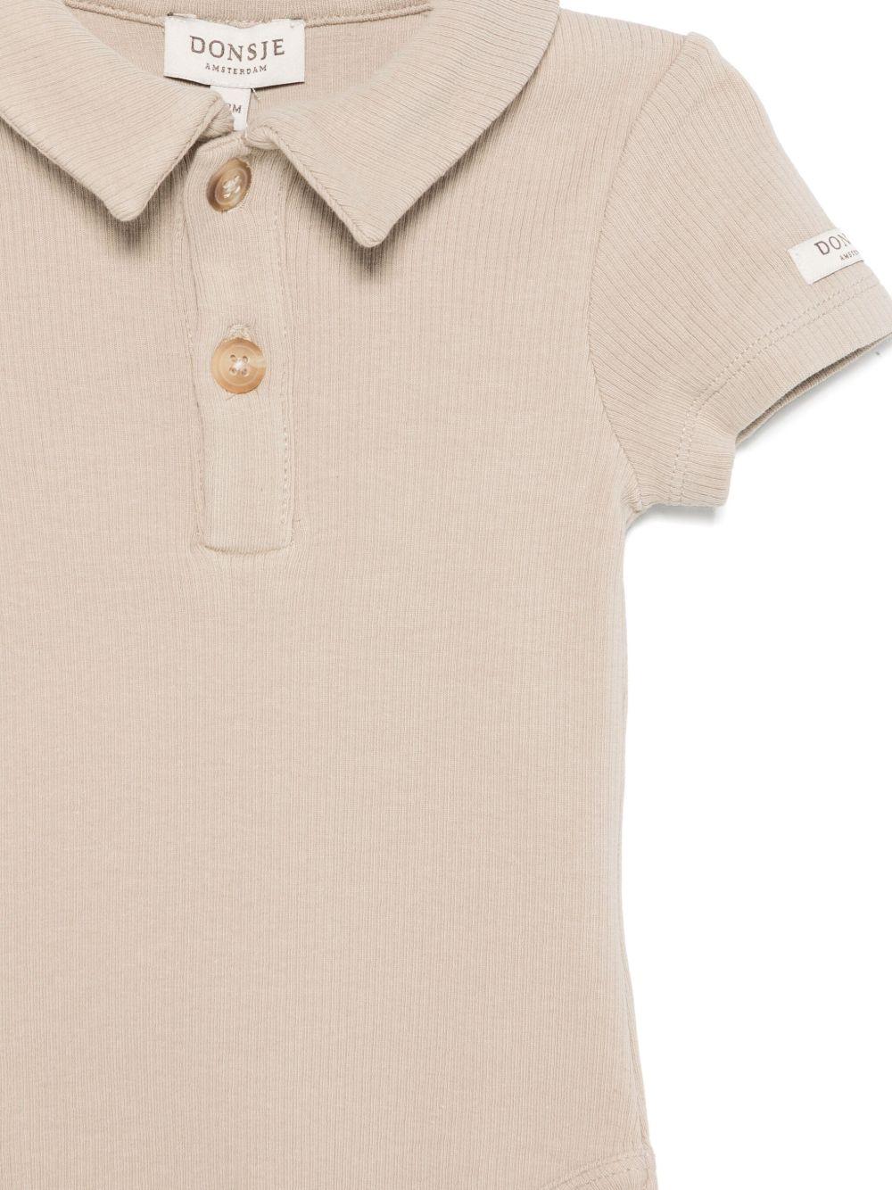 Body per neonata Donsje Moli beige con colletto stile polo 3031500 00017 DONSJE KIDS 