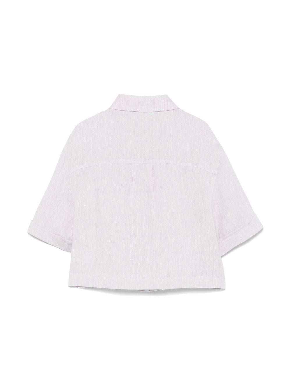 Camicia in lurex per bambina Brunello Cucinello Kids lilla con risvolti BH547S024 C167 BRUNELLO CUCINELLI KIDS 
