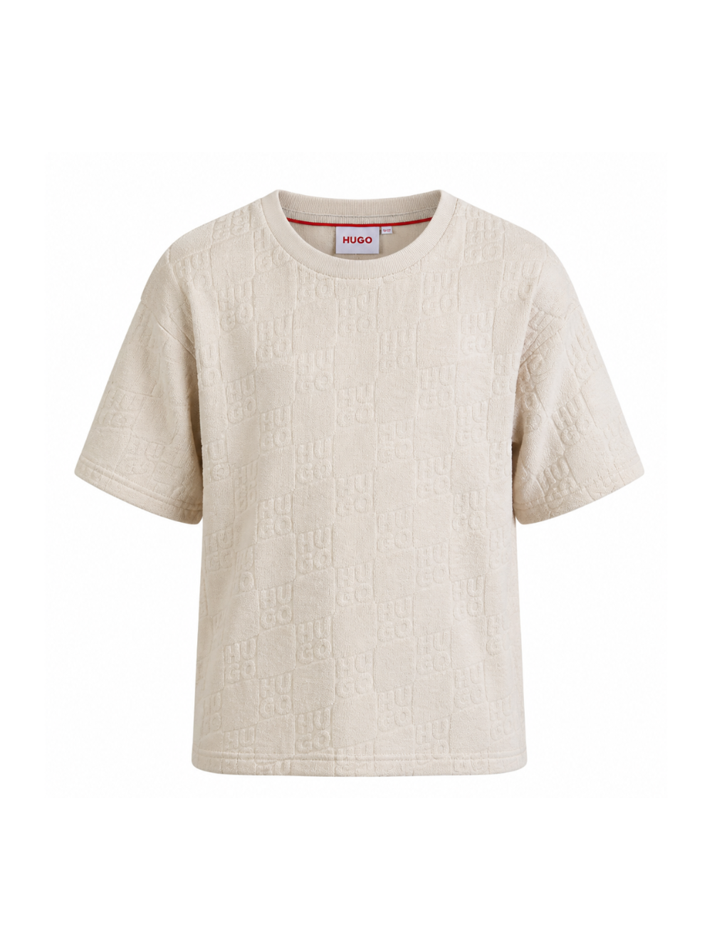 T-shirt per bambino Hugo Kids beige con logo sul davanti G01018 153 Hugo KIDS 