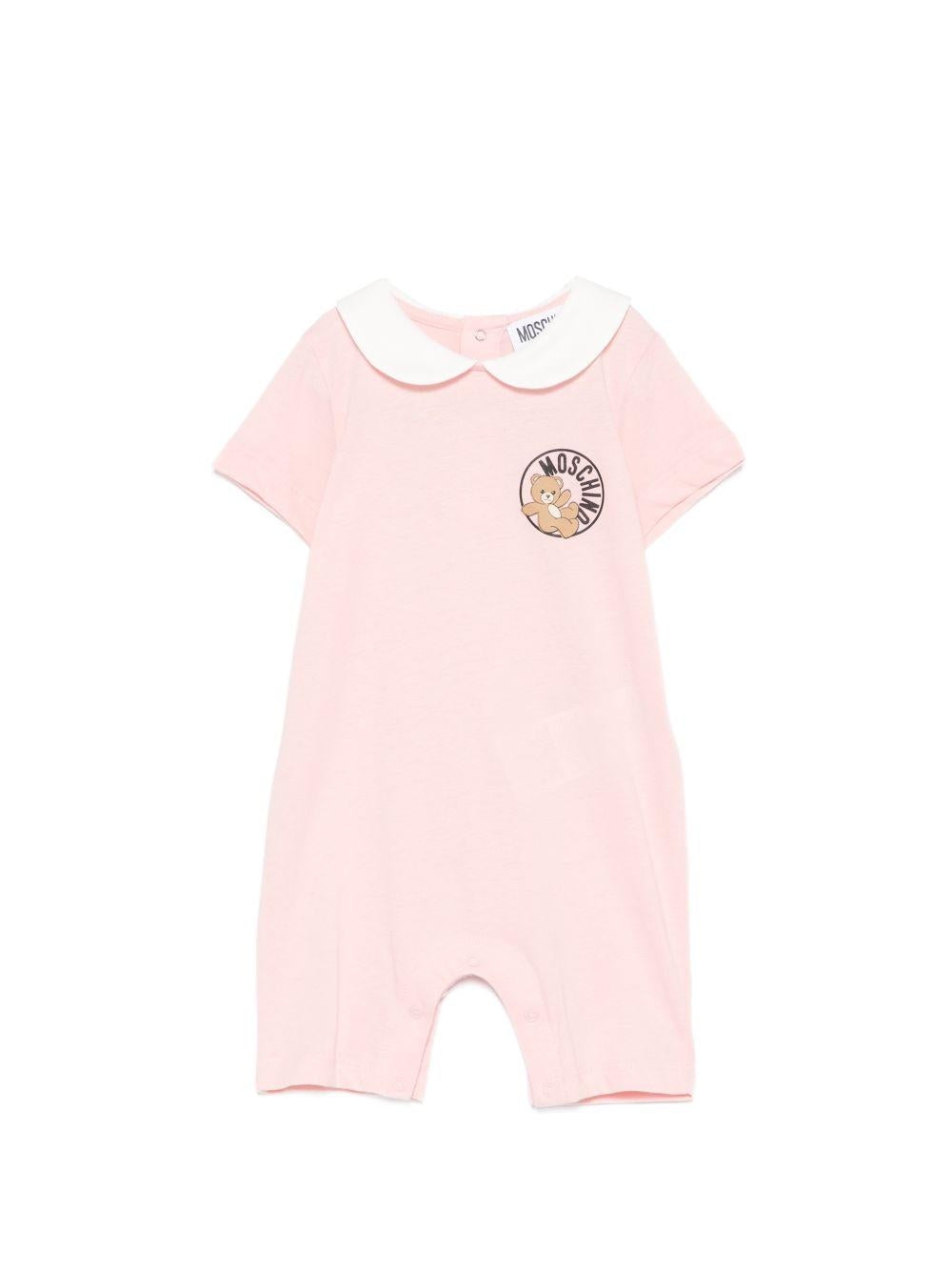 Tutina per neonata Moschino Kids rosa con stampa logo MMY03YLAA03 50209 MOSCHINO KIDS 