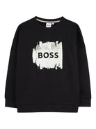 Felpa per bambino Boss Kids nera con stampa con logo J52356 09B BOSS KIDS 